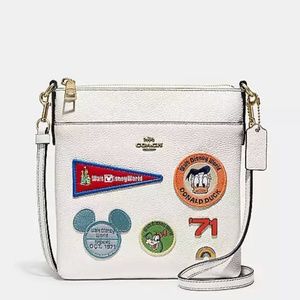 Disney x COACH Kitt Leather Crossbody Bag in Cream White